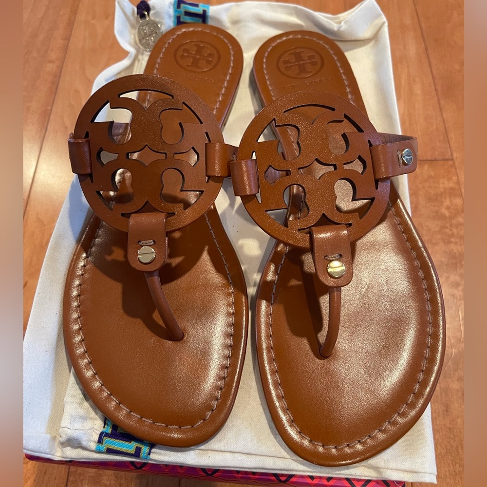 Tory Burch Miller Leather Sandal Size 10.5 Vintage Vachetta New In Box
